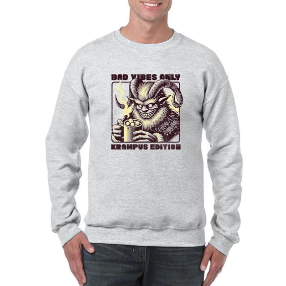 Bad Vibes Only Creepy Krampus Holiday Men's Sweatshirt