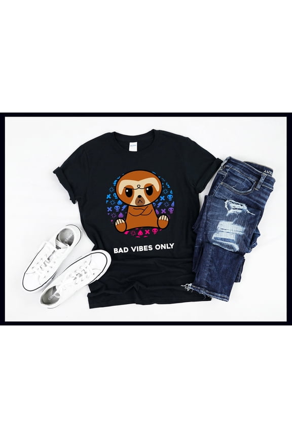 Bad Vibes Only | Lazy Sloth | Sloths | Gothic Emo Gift | T-Shirt | Tank Top | Sweatshirt | Hoodie