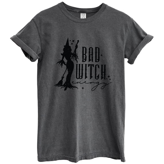 Bad Witch Energy T-Shirts for Women Men, Halloween Fun Graphic Tee Short Sleeve Tops - Vintage Pepper