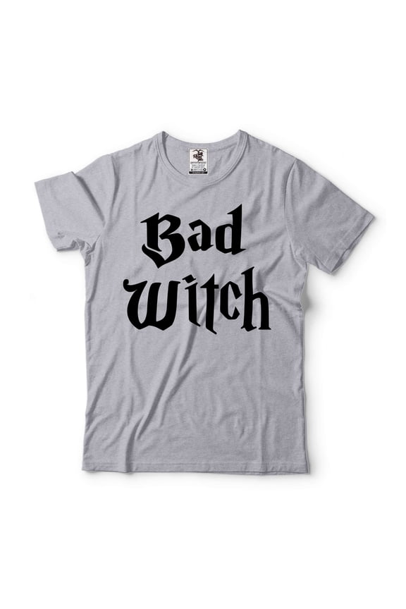 Bad Witch Shirt Halloween Funny Costume Halloween Gifts Halloween Party Shirt Humorous Gifts (Small Grey)