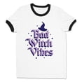 thumbnail image 1 of Bad Witch Vibes Ringer Tee Shirt Unisex Large White/Black, 1 of 5