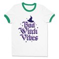 thumbnail image 1 of Bad Witch Vibes Ringer Tee Shirt Unisex Medium White/Kelly Green, 1 of 5