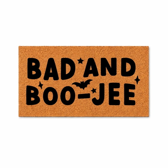 Bad and Boo-Jee Doormat, Funny Welcome Mat, Cute Bat Fall Decor, Bougie Porch Entry Rug, Housewarming Gift, Autumn Door Mat 1757 (16x24 inches) 1757