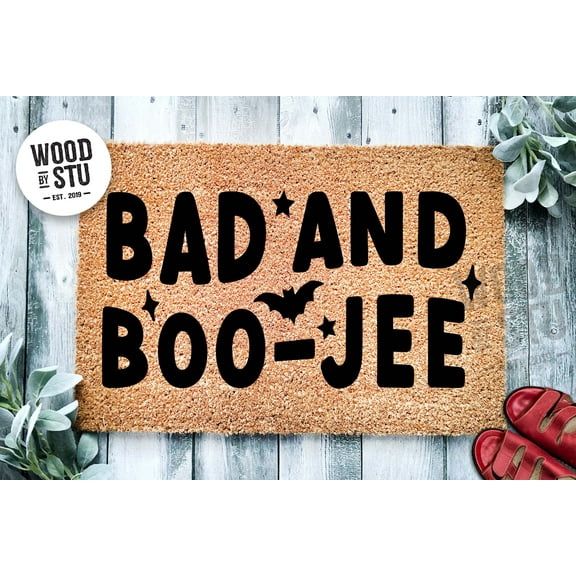 Bad and Boo-Jee Halloween Door Mat | Funny Boojee Doormat | Bougie Welcome Door Mat | Fall Autumn Decor Gift | Home Doormat | Custom Doormat