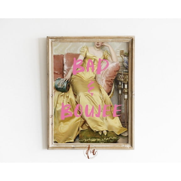 Bad and Boujee Altered Art Portrait Renaissance Eclectic Vintage Girly Wall Decor Unframed Paper Print