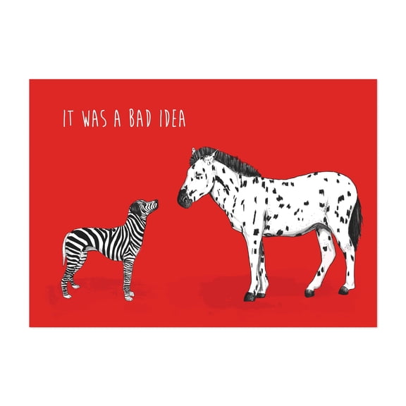 Bad idea - Illustration Humor Quote Dog Animal Surrealism Pop Art Modern Art Unframed Wall Art Print 4 x 6 inches