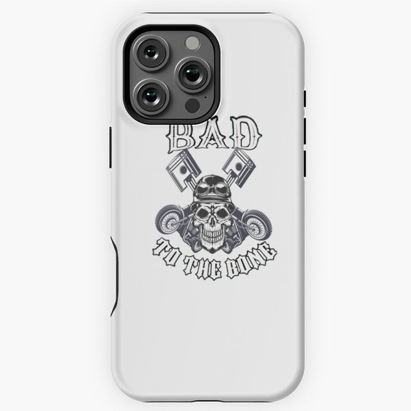 Bad to the Bone Biker Skeleton Head Art Phone Case for iPhone 16 15 14 13 12 11 Pro Max