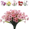 thumbnail image 1 of BadPiggies 10 Bundles Artificial Flowers No Fade Plastic Violet UV Resistant Hanging Plants for Outdoor Garden Porch Window Decor (Pink), 1 of 7