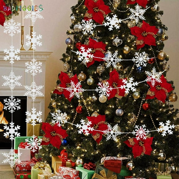 BadPiggies 12PCS Snowflake Hanging Ornaments Winter Wonderland Birthday Decorations, Christmas Hanging White Party Decor Supplies Wall Cutouts