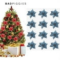 thumbnail image 1 of BadPiggies 12pcs 15cm Glitter Artificial Flowers Christmas Tree Ornaments Poinsettia Artificial Flowers for Christmas Home Wedding Party Decorations,Blue, 1 of 7