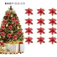 thumbnail image 1 of BadPiggies 12pcs 15cm Glitter Artificial Flowers Christmas Tree Ornaments Poinsettia Artificial Flowers for Christmas Home Wedding Party Decorations,Red, 1 of 7