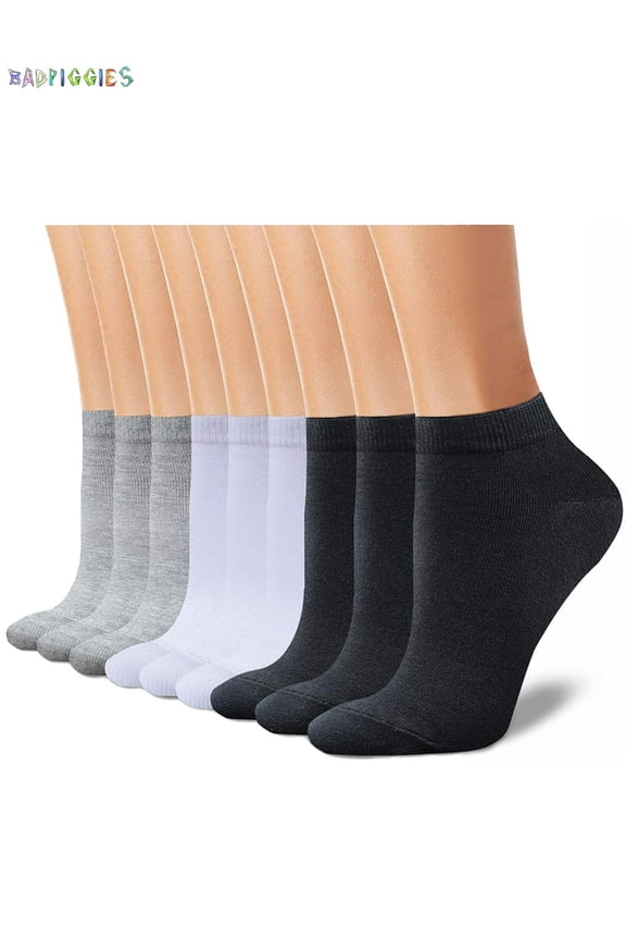 BadPiggies 15 Pairs Ankle Athletic Socks Cotton Low Cut No Show Solid Casual Socks for Men Size 6.5-10, Women 8-11.5