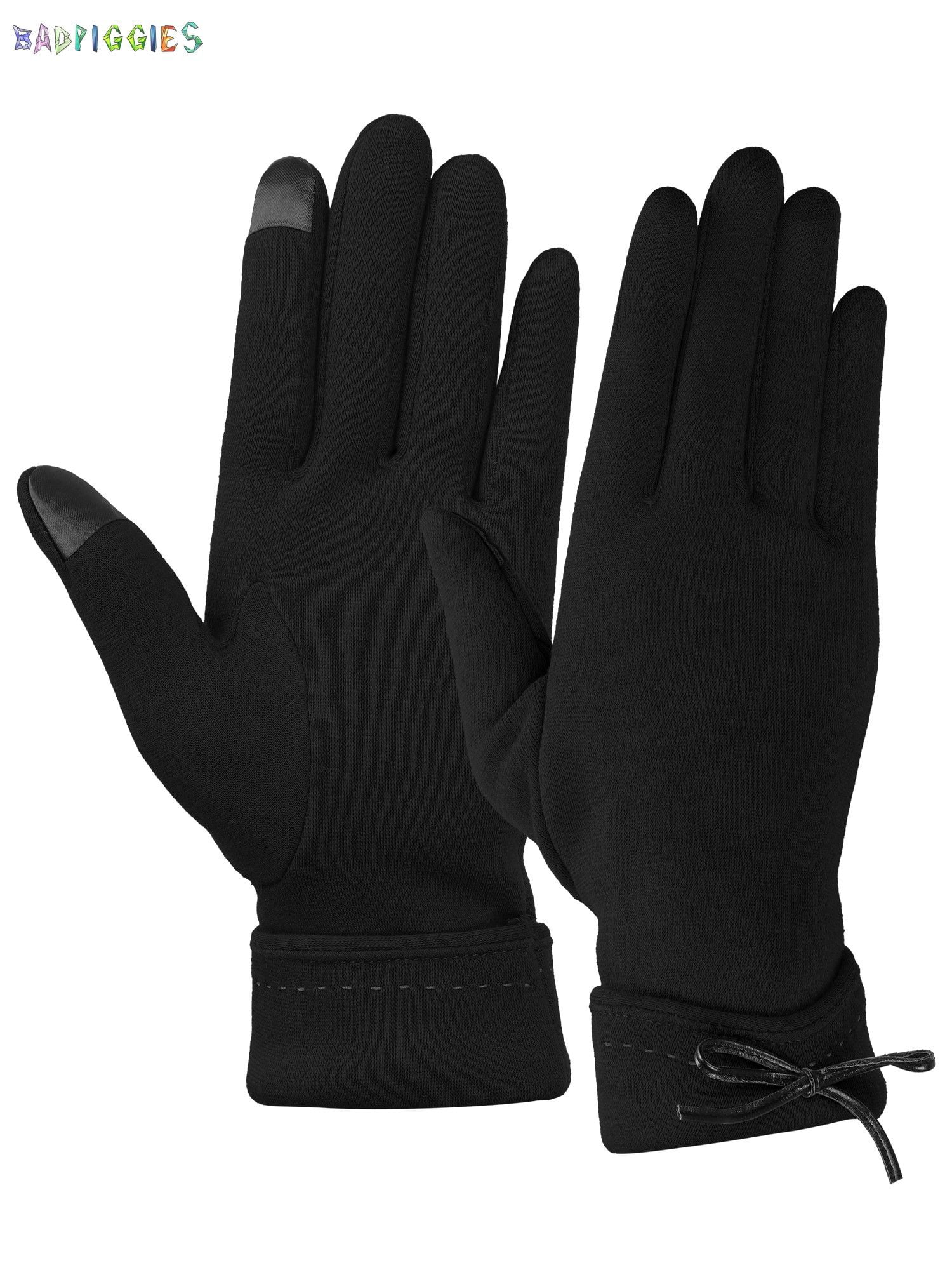 BadPiggies 2 Pairs Elegant Bow Gloves For Women, Winter Warm ...