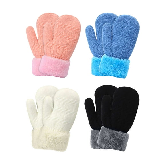 BadPiggies 2 Pairs Kids Toddler Winter Mittens Gloves, Baby Boys Girls Cute Warm Fleece Lined Knit Thick Thermal Infant Gloves