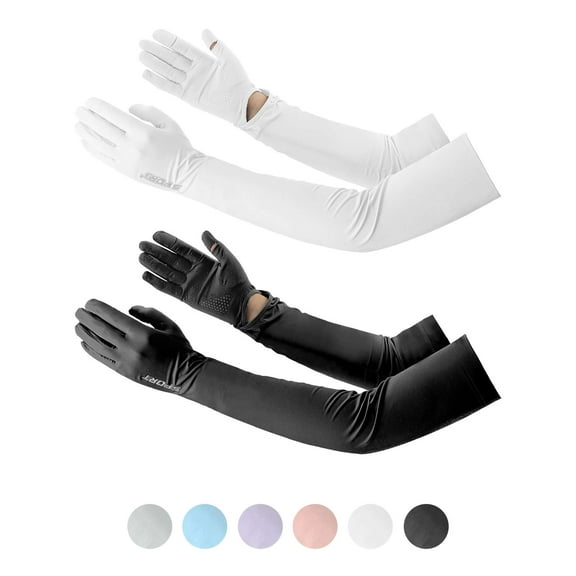 BadPiggies 2 Pairs UV Long Sun Protection Gloves for Women Men, Sunblock Driving Gloves Non Slip Full Finger Arm Sleeve UPF 50  Sun Protective for Outdoor Sports