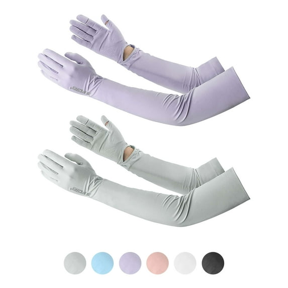 BadPiggies 2 Pairs UV Long Sun Protection Gloves for Women Men, Sunblock Driving Gloves Non Slip Full Finger Arm Sleeve UPF 50+ Sun Protective for Outdoor Sports