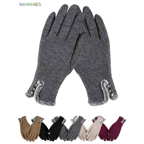 BadPiggies 2 Pairs Womens Winter Warm Gloves With Sensitive Touch Screen Texting Fingers, Fleece Lined Windproof Gloves
