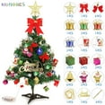 thumbnail image 1 of BadPiggies 24" Pre-Lit Tabletop Artificial Christmas Tree with 20 LED Lights, Mini Green Pine Xmas Tree with Hanging Ornaments Decor, 1 of 9