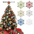 thumbnail image 1 of BadPiggies 24Pcs Plastic Shinny Glitter Christmas Snowflake Ornaments Christmas Tree Decorations Set For Craft DIY Party Home Holiday Decoration, 3.9 inch, Green, 1 of 9