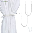 thumbnail image 1 of BadPiggies 2Pcs Curtain Rope Tiebacks, Decorative Handmade Drapery Rope Holdbacks with 2 Metal Screw Hooks (White), 1 of 7