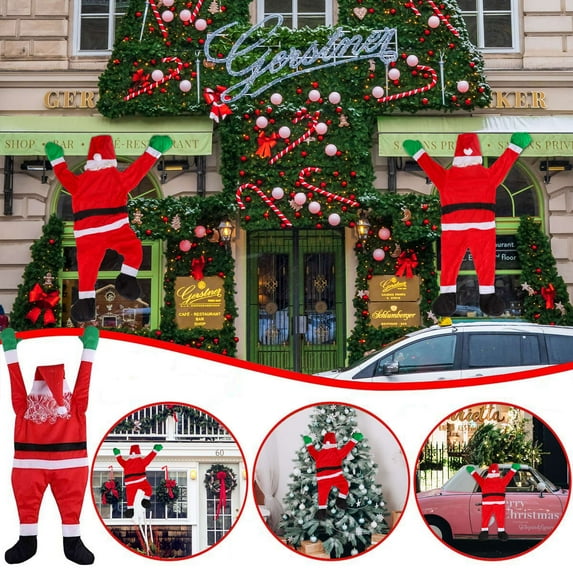 BadPiggies 3.6Ft Large Santa Claus Hanging Climbing Christmas Decoration Suit from Gutter Roof Door Indoor Outdoor Ornament
