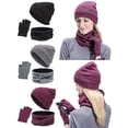 thumbnail image 1 of BadPiggies 3 PCS Beanie Hat Scarf Touchscreen Gloves Set for Men and Women, Winter Knit Beanie Gloves Neck Warmer with Warm Fleece Lined (Gray), 1 of 8
