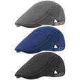 thumbnail image 1 of BadPiggies 3 Pack Newsboy Cap Adjustable Beret Cap Mesh Breathable Summer Hat Cabbie Flat Cap (Black&Gray&Navy), 1 of 8