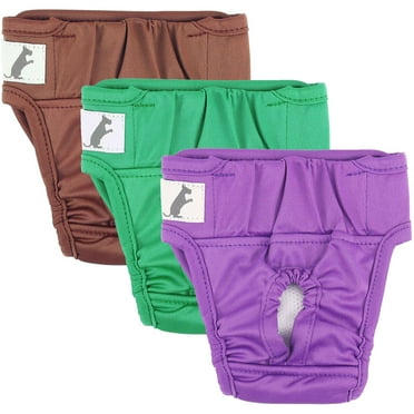 BadPiggies 3 Pack Washable Female Dog Diapers, Reusable Doggie Diaper Wraps Super-Absorbent and Comfortable S-2XL