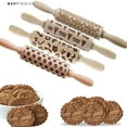 thumbnail image 1 of BadPiggies 3D Christmas Wooden Rolling Pins, Engraved Embossing Rolling Pin with Christmas Deer Pattern for Baking Embossed Cookies,Rolling Pin Kitchen Tool 17", 1 of 8