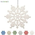 thumbnail image 1 of BadPiggies 4" Glitter Snowflake Christmas Ornaments, 12Pcs Sparkly Snowflakes Hanging Crafts for Xmas Tree Decorations (White), 1 of 8