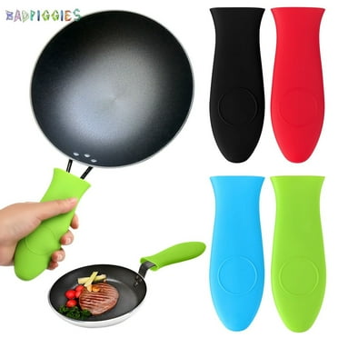 BadPiggies 4-Pack Silicone Hot Skillet Handle Cover Holder, Heat Resistant Cast Iron Skillet Handle Sleeves for Pot Pans Griddles Metal Cookwares