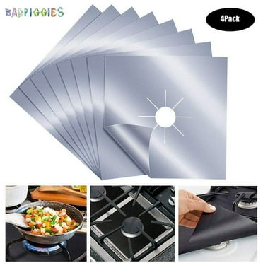BadPiggies 4Pack Gas Stove Burner Covers Non-stick Stovetop Burner Liners Gas Range Protectors for Kitchen Cooking (10.6” x 10.6”)