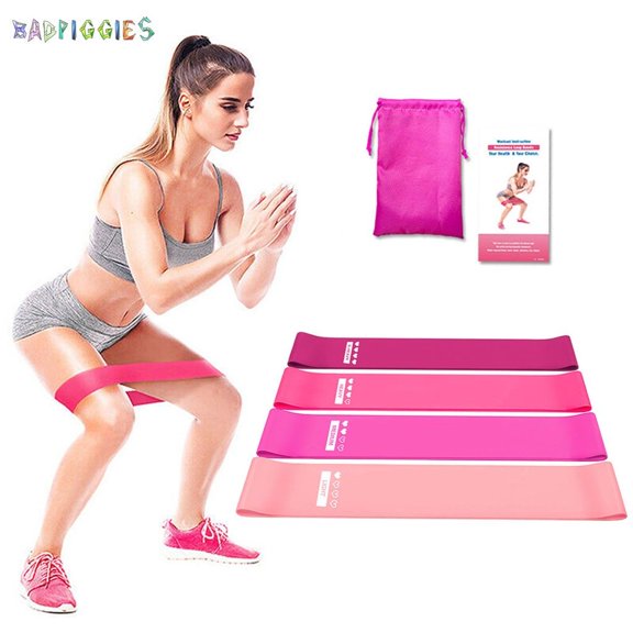 BadPiggies 4Pcs/Set Fitness Resistance Bands Loop Workout Yoga for Leg Butt Back Stretching Exercise