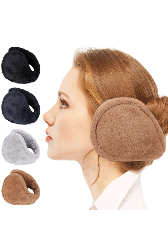 BadPiggies 4Pcs Winter Earmuffs for Men Women, Fleece Warm Ear Muffs Plush Ear Warmers Adjustable