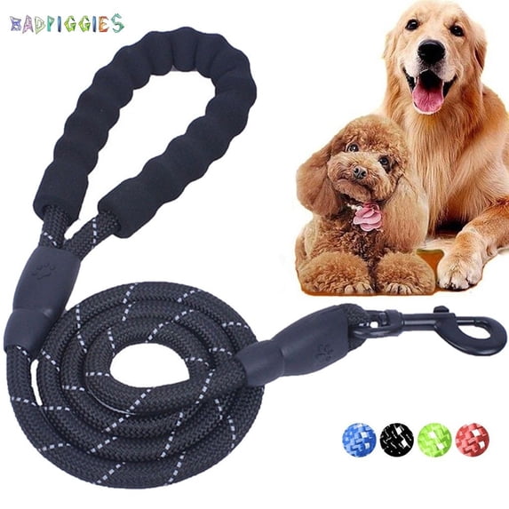 BadPiggies 5 FT Strong Dog Leash with Comfortable Padded Handle and Reflective Threads Dog Leashes for Medium Large Dogs