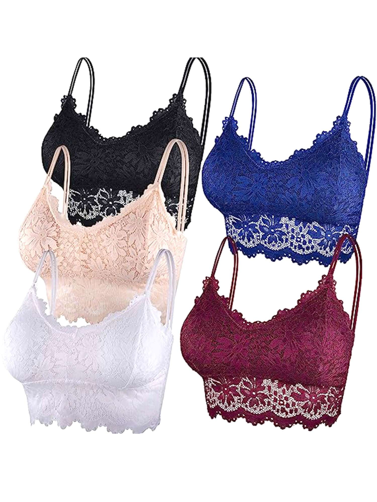 BadPiggies 5-Pack Lace Bralettes for Women Bralette Padded Lace Bandeau ...