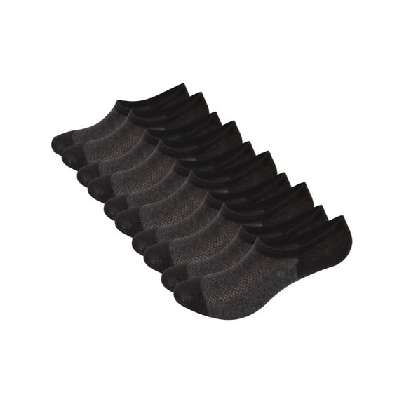 BadPiggies 5 Pairs Mens No Show Socks, Loafer Sneakers Low Cut Invisible Socks With Non Slip Grips (Black)