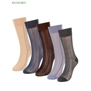 BadPiggies 5 Pairs Mens Silk Sheer Dress Socks Ultra Thin Breathable Summer Dry Fit Business Crew Socks