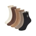 thumbnail image 1 of BadPiggies 5 Pairs Womens Cotton Socks Casual Ruffle Ankle Socks Breathable Knit Cute Crew Frilly Socks, 1 of 8