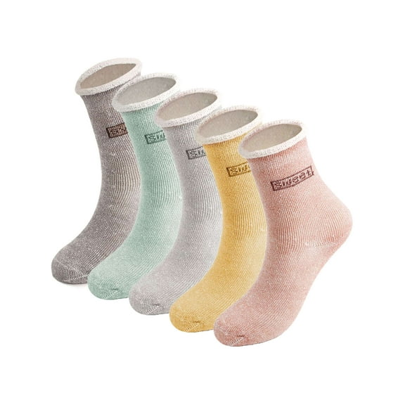 BadPiggies 5 Pairs Womens Winter Socks Super Thick Wool Socks Cozy Fuzzy Socks Warm Soft Thermal Socks