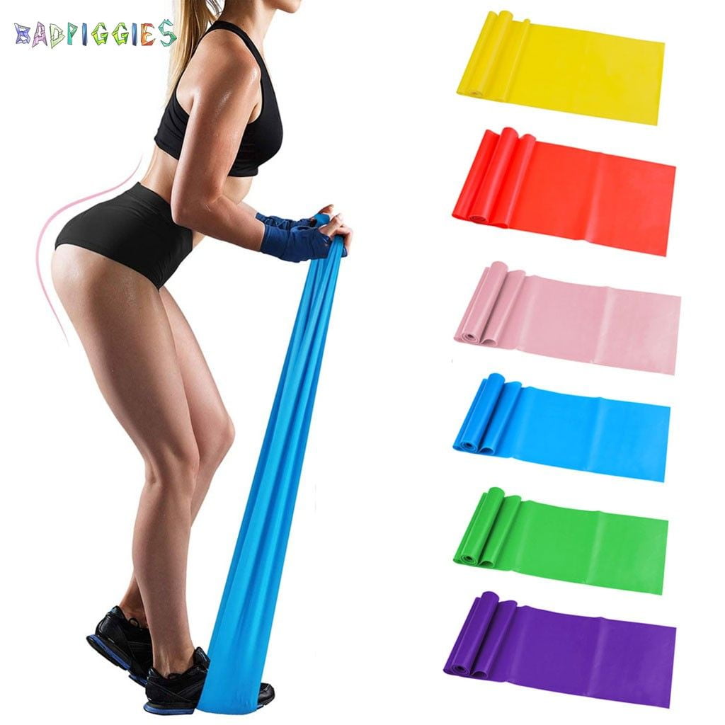 BadPiggies 59" Resistance Bands Elastic Exercise Workout Band for Recovery, Physical Therapy, Yoga, Pilates, Rehab, Fitness, Strength Training (Blue)
