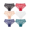 thumbnail image 1 of BadPiggies 6 Pack Lace Panties Cotton Underwear for Women, Invisible Seamless Half Back Coverage Hipster Briefs, 1 of 8