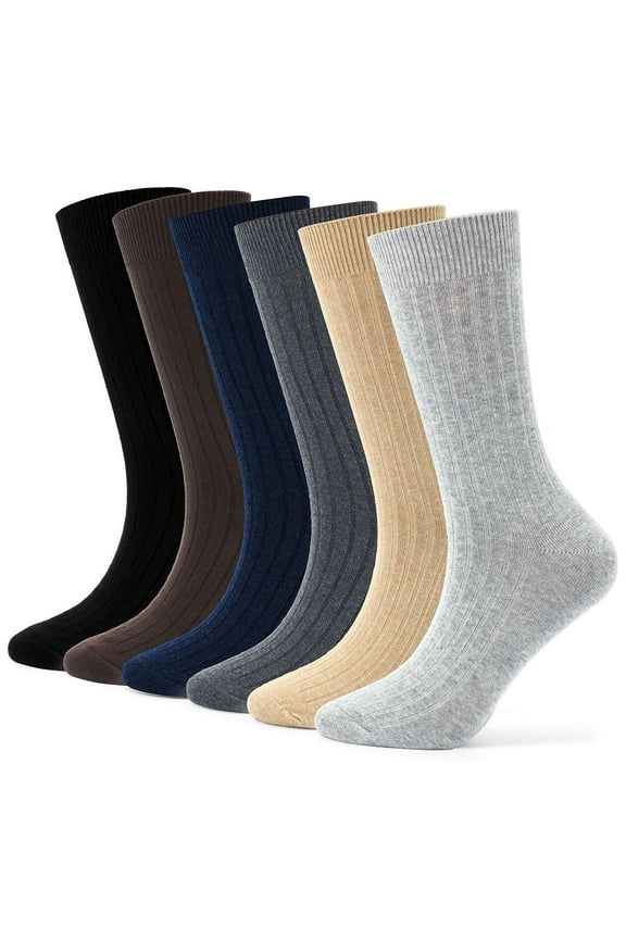 BadPiggies 6 Pairs Men's Cushion Crew Socks Athletic Performance Cotton Sock for Sport Everyday (Coffee, US 11-13)