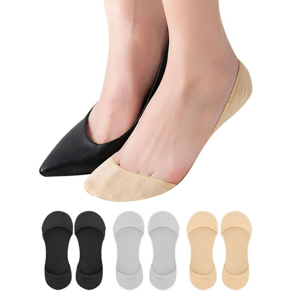 BadPiggies 6 Pairs Women's Ultra Low Cut Liner Socks, No Show Cotton Socks Non-Slip Thin Liner Socks