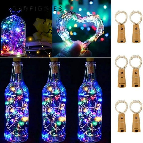 BadPiggies 6Pack Wine Bottle Lights with Cork 20 LED Battery Operated Colorful Fairy Mini String Lights for DIY Christmas Wedding Party Decor