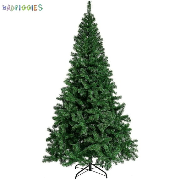 BadPiggies 6ft Artificial Christmas Tree Green Pine Holiday Decoration with Metal Stand Easy Assembly for Indoor Outdoor