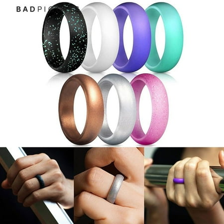 BadPiggies 7 Pack Women's Silicone Rings Activity Set (Size 6)