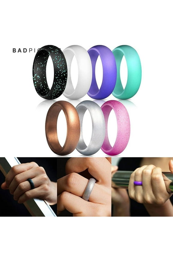BadPiggies 7 Pack Women's Silicone Rings Activity Set (Size 6)