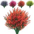 thumbnail image 1 of BadPiggies 8 Bundles Artificial Flowers Plastic Lavender UV Resistant No Fade Hanging Plants for Garden Porch Window Indoor Outdoor (Red), 1 of 10