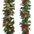 thumbnail image 1 of BadPiggies 9Ft Pre-Lit Artificial Christmas Garland Decoration, LED Lights Garland with Berries Pine Cones for Fireplace Front Door Stair Indoor Outdoor Decor, 1 of 8